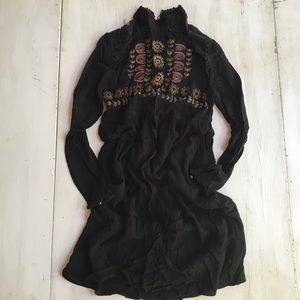 Xhilaration Black Embroidered Boho Dress